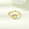 Brass Micro Pave Cubic Zirconia Cuff Open Rings for Women RJEW-B160-10G-1