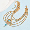 Bohemian Alloy with Synthetic Turquoise Teardrop Multi-Layered Chain Anklets for Women FS-WG424AC-02-1