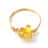 Natural Amber Beads Finger Rings RJEW-JR01038-3