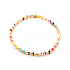 Bohemian Style Rainbow Tila Glass Bead Woven Stripe Bracelet for Women HA7493-5-1