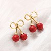 Cherry Brass ABS Plastic Pearl Stud Earrings EJEW-U062-03G-02-1