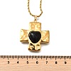 Cross with Heart 304 Stainless Steel Cubic Zirconia Pendant Necklaces NJEW-H070-01G-02-5