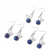 Natural Dyed Lapis Lazuli Rabbit Dangle Earrings EJEW-A092-05P-21-4