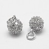 Round Brass Micro Pave Grade AAA Cubic Zirconia Charms ZIRC-O022-47P-NR-1