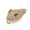Brass Clear & Green Cubic Zirconia Connector Charms KK-P289-11G-2