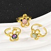 316 Stainless Steel with Natural Mixed Gemstone Cuff Rings RJEW-Z098-01G-09-2