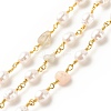 Natural Morganite Chips & ABS Pearl Beaded Chains CHC-E024-06G-03-1