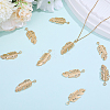 10Pcs 304 Stainless Steel Feather Pendants STAS-BBC0009-98-4