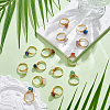 14Pcs 14 Styles 304 Stainless Steel & Gemstone Chip & Evil Eye Resin Finger Rings NJEW-WR00011-4