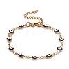 Enamel Rhombus with Evil Eye Link Chains Bracelet BJEW-P271-03G-04-1