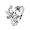 Brass Pave Clear Cubic Zirconia Earring Findings KK-D369-10P-1