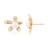 Flower Brass Micro Pave Cubic Zirconia Stud Earrings PEAR-N017-07H-3
