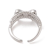 Bowknot Brass Micro Pave Clear Cubic Zirconia Open Cuff Rings RJEW-S417-02P-02-3