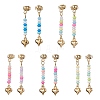 5 Pairs 5 Colors Golden 304 Stainless Steel Heart Dangle Stud Earrings EJEW-JE05538-S-1