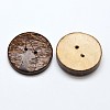 2 Holes Flat Round Coconut Sewing Buttons BUTT-O008-07-2