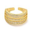 Rack Plating Five Row Brass Micro Pave Cubic Zirconia Open Cuff Ring RJEW-C082-14G-2