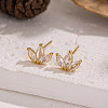 304 Stainless Steel Flower Stud Earrings X-WA7046-4