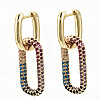 Brass Micro Pave Cubic Zirconia Huggie Hoop Earrings EJEW-S208-127-NF-1