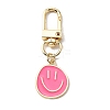Smiling Face Enamel Pendant Decorations LS-KEYC-WH0036-08LG-02-1