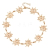 Alloy Crystal Rhinestone Sun Link Chain Necklaces for Women NJEW-P345-01G-2