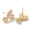 Brass with Natural Shell Stud Earring Findings KK-P253-02A-G-2