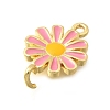 Brass Enamel Flower Links Connector Charms KK-C121-04G-02-2