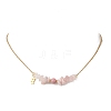 Natural Rhodochrosite & Pink Opal & Rose Quartz Chip and Round Beaded Pendant 304 Stainless Steel Cable Chain Necklaces for Women NJEW-JN05741-02-2