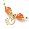 Brass Coin Charm Bracelet with Natural Red Aventurine BJEW-TA00116-04-4
