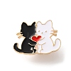 Couple Cat Shape with Red Heart Enamel Pins AL-CBAC438-01F-1