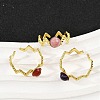 316 Stainless Steel with Natural Mixed Gemstone Cuff Rings RJEW-Z098-01G-03-2