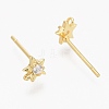 Brass Micro Pave Clear Cubic Zirconia Stud Earring Findings ZIRC-L098-040G-2