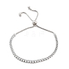 Brass Pave Clear Cubic Zirconia Horse Eye Box Chain Slider Bracelets BJEW-YWC0002-06A-P-1
