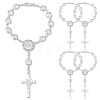 5Pcs Alloy & Glass & Imitation Pearl Charm Bracelets BJEW-DC0001-29-1