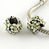 Antique Silver Plated Alloy Rhinestone Flower Large Hole European Beads MPDL-R041-04C-1