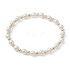4Pcs 4 Style Natural Pearl & Brass Beaded Stretch Bracelets Set for Women BJEW-JB09662-01-3