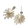 Cubic Zirconia Flower Dangle Stud Earrings with ABS Plastic Pearl EJEW-G371-01G-2