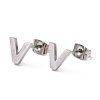 304 Stainless Steel Greek Alphabet Stud Earrings STAS-D007-07P-04-1
