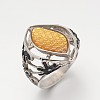 316 Stainless Steel Gold Foil Lampwork Wide Band Finger Rings RJEW-F026-59-1