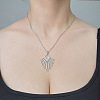201 Stainless Steel Hollow Rhombus Pendant Necklace NJEW-OY002-24-2