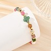 Natural Mixed Gemstone Faceted Cube Braided Bead Bracelets BJEW-JB14379-5