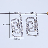 Spiral Rectangle Brass Stud Earrings CX5883-4