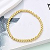 Brass Round Beaded Stretch Bracelets for Men Women BJEW-B148-05B-G-1