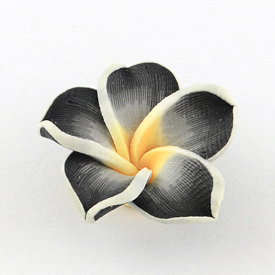 Handmade Polymer Clay 3D Flower Plumeria Beads CLAY-Q192-15mm-01-1