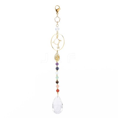 Glass Teardrop Chandelier Pendant Decorations HJEW-JM00854-1