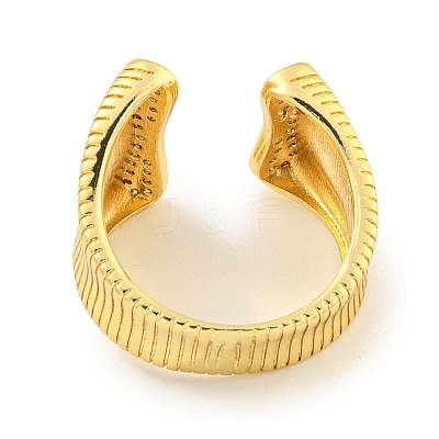 Rack Plating Brass Micro Pave Cubic Zirconia Open Cuff Ring RJEW-C082-11G-1