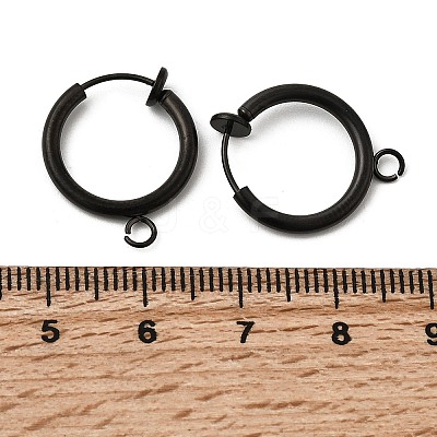 316 Surgical Stainless Steel Clip-on Hoop Earrings STAS-S101-15mm-01B-1