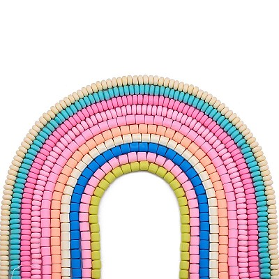 10 Strands 10 Colors Handmade Polymer Clay Beads Strands CLAY-SZ0001-97-1