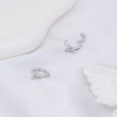 1 Pair Brass Crystal Rhinestone Hoop Earrings EJEW-LP0009-16P-1
