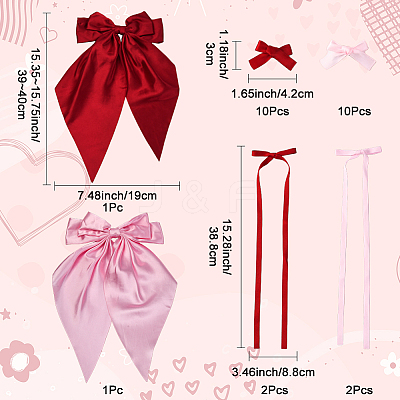 6 Styles Bowknot Polyester Hair Barrettes PHAR-SP0001-22B-1