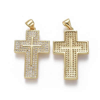 Brass Micro Pave Cubic Zirconia Pendants ZIRC-F115-11G-1